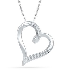 ZALES 10K White Gold Heart Necklace